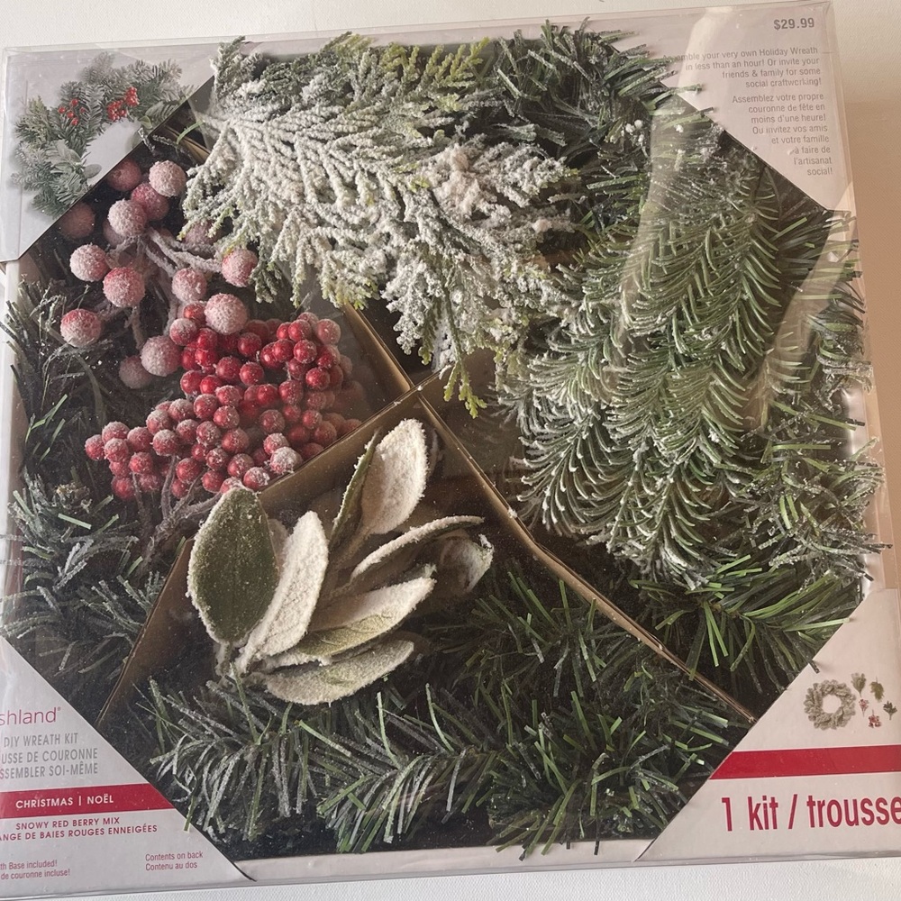 Ashland Snowy Holiday Wreath Kit with Red and Green